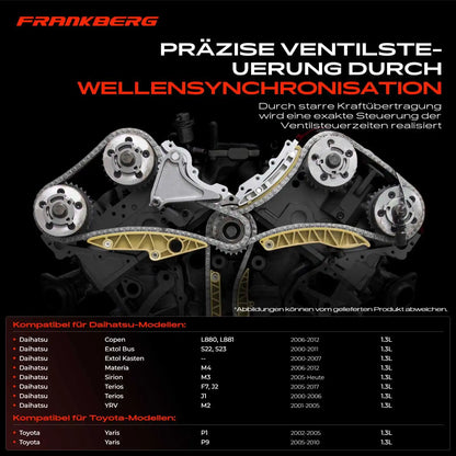 Frankberg 1x timing chain set timing chain for Daihatsu Copen Extol Materia Sirion YRV Terios Toyota Yaris 135230J010 1352123020