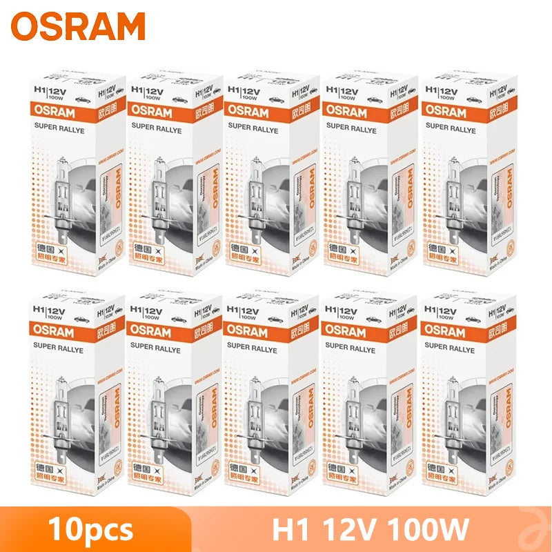 OSRAM CLASSIC H1 H4 H3 H7 Super Rally 12V 100W 80W faro alogeno per auto High Watt lampade autentiche 3200K più luminose (10 pezzi)