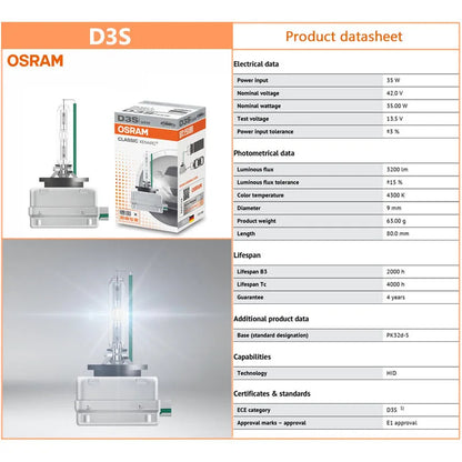 OSRAM Xenon HID CLASSIC D1S D2S D3S D4S lampade Standard 66140 66240 66340 66440 CLC Original Car Head Light 4200K Warm White Pair
