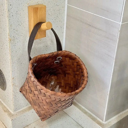 Cesto da parete in plastica, decorativo, intrecciato a mano, per conservare verdure e frutta, contenitore salvaspazio per uova e frutta.