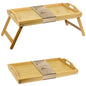 Vassoio Multifunzionale in Legno con Gambe Pieghevoli - Tavolino in Bambù 50x30 cm - Colazione con Maniglie, Gambe Retrattili, Ideale per Letto, Divano e PC, ciotola tibetana, piatti decorativi, fruttiera, organizer, ciotola