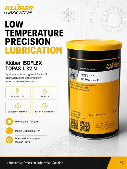 Grasso Sintetico Originale Kluber ISOFLEX TOPAS L 32 N per Basse Temperature NLGI 2 per Ingranaggi in Plastica, Attuatori, Cuscinetti Motore