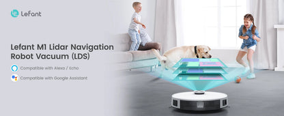 Robot Aspirapolvere Lefant M1 con Forte Aspirazione 5500Pa, Navigazione Lidar, Mappatura Intelligente, Aspirazione Laser e Funzione Lavaggio per Peli di Animali Domestici