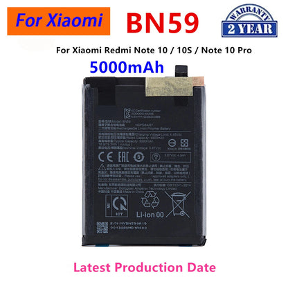 Batteria originale BN59 5000mAh al 100% per Xiaomi Redmi Note 10 / 10S / Note 10 Pro 10pro Batterie di ricambio per telefono