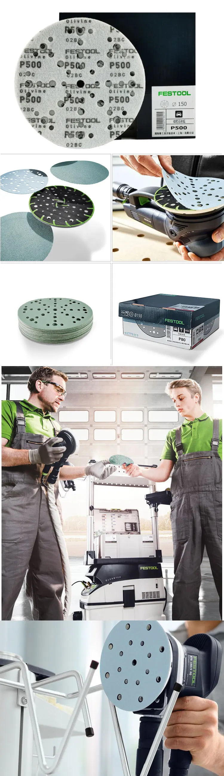 10 PZ Originale Tedesco FESTOOL Azzurro Granato Carta Vetrata Secca 6 48 Fori Circolare Abrasivo Automotive Falegname