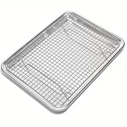Set di teglie e griglie da forno, teglie per biscotti in acciaio inossidabile 304, vassoi da forno con griglie di raffreddamento per la cottura, facili da pulire