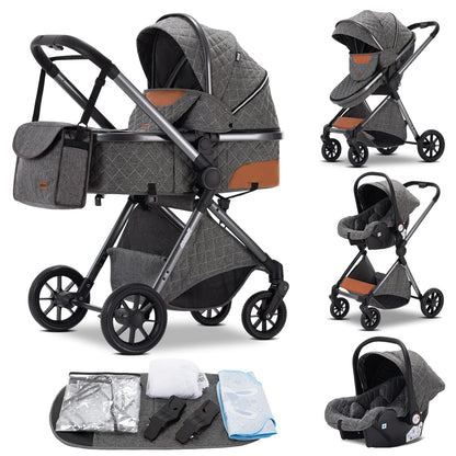 Passeggino 3 in 1 Passeggino multifunzionale Facile da viaggio pieghevole Seggiolino di sicurezza per carrozzina portatile Standard UE Spedizione gratuita