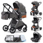 Passeggino 3 in 1 Passeggino multifunzionale Facile da viaggio pieghevole Seggiolino di sicurezza per carrozzina portatile Standard UE Spedizione gratuita