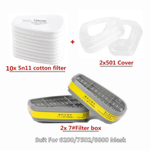 6001/6002/6004 Scatola di cartucce 5N11 Set di filtri in cotone per 3m 6200/7502/6800 Maschere antigas antipolvere Respiratore a spruzzo per verniciatura chimica