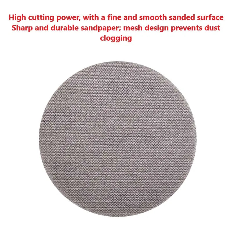 50 pezzi 5/6 pollici 125/150MM dischi abrasivi a rete gancio e anello abrasivo senza polvere anti-blocco carta vetrata affilata per legno auto S