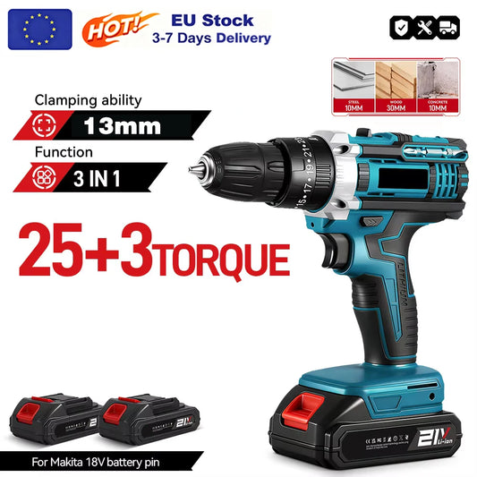 Trapano avvitatore a percussione Makita DDF487 da 13 mm, brushless, per uso domestico, 18V agli ioni di litio, con elevata coppia, compatibile con batteria Makita 18V.