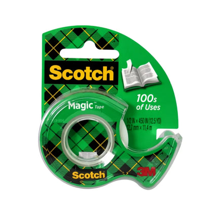 Nastro Adesivo Invisibile Originale 3M Scotch 810 con Dispenser e Rotolo di Ricambio 19mmx33m per Ufficio e Scuola