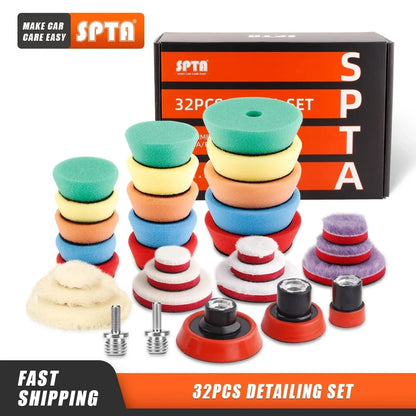 SPTA 32 Pz 1/2/3 Pollici T-shape Spugna M14 5-8/11 Auto Dettaglio Lucidatura Tampon di Lucidatura di Lana Per Mini Auto Lucidatore Trapano Elettrico