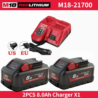 Nuova Batteria Milwaukee M18 8.0Ah ad Alta Potenza 18V Ricaricabile agli Ioni di Litio per Utensili Elettrici Cordless Milwaukee M18 Batteria 8Ah