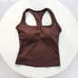 Reggiseno sportivo da donna con scollo quadrato e schiena incrociata, con imbottiture fisse antiurto per yoga, pilates, corsa e palestra