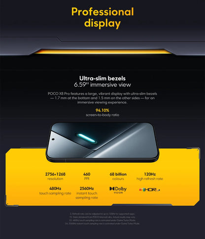 POCO X8 Pro, versione globale, smartphone con processore Dimensity 8500-Ultra, batteria da 6500 mAh, schermo AMOLED da 6,59" a 120 Hz, fotocamera da 50 MP, NFC, sistema operativo Android 16.