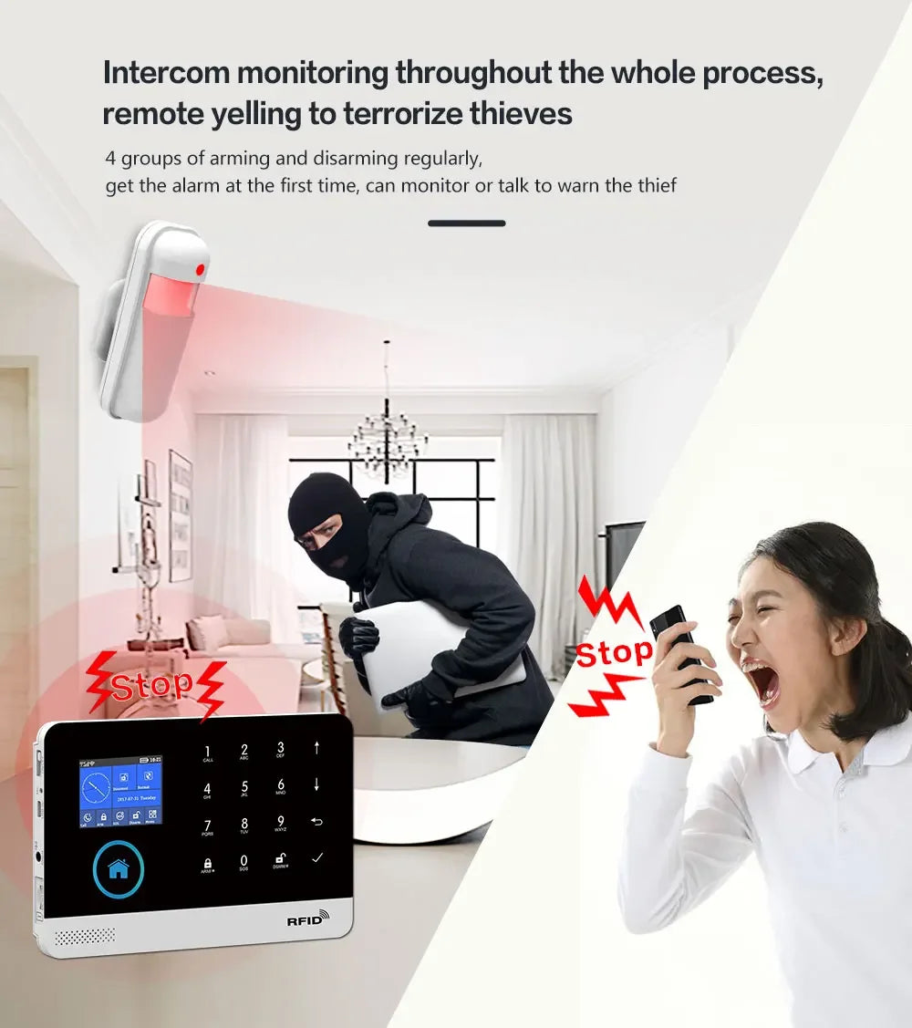 Sistema di allarme PGST ultima versione, WiFi, 4G, allarme di sicurezza domestica intelligente Tuya, controllo vocale intelligente Alexa, funzione push APP