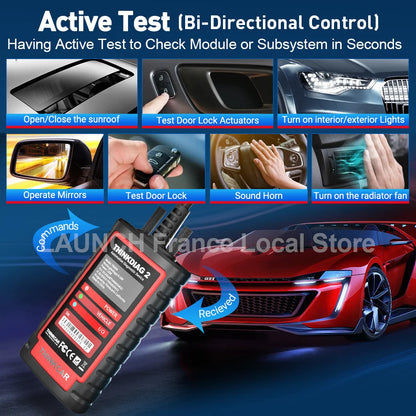 Thinkdiag 2 Ediag Plus Strumenti Diagnostici OBD2 con Protocollo CAN FD, Bluetooth, Codifica ECU, Test Attivo, Scanner OBD2 per Tutti i Sistemi