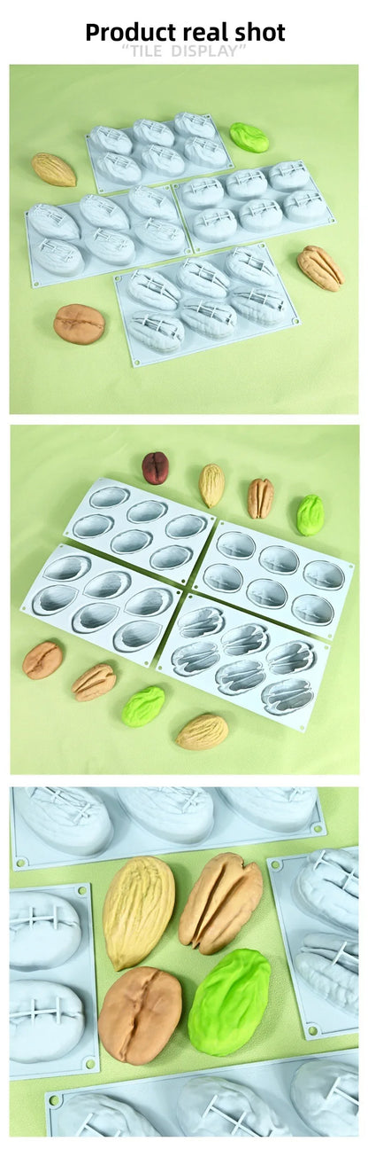 Stampo in Silicone Grande per Mousse di Mandorle/Pistacchi/Pecan/Chicchi di Caffè, Stampo Fai-da-Te per Cioccolato e Gelato, Utensili per Decorazione Torte