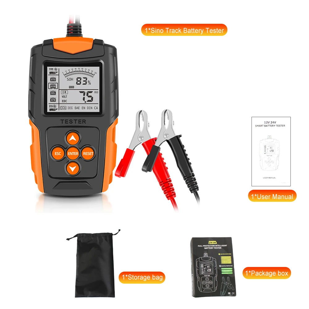 Tester Batteria Auto Podofo 12V 24V LCD Digitale, Analizzatore di Avviamento e Ricarica Veicoli, Strumento di Test per Rilevare Resistenza Interna IR, Tensione, Corrente di Scarica, Capacità, SOH, Durata per Auto, Moto, Cami