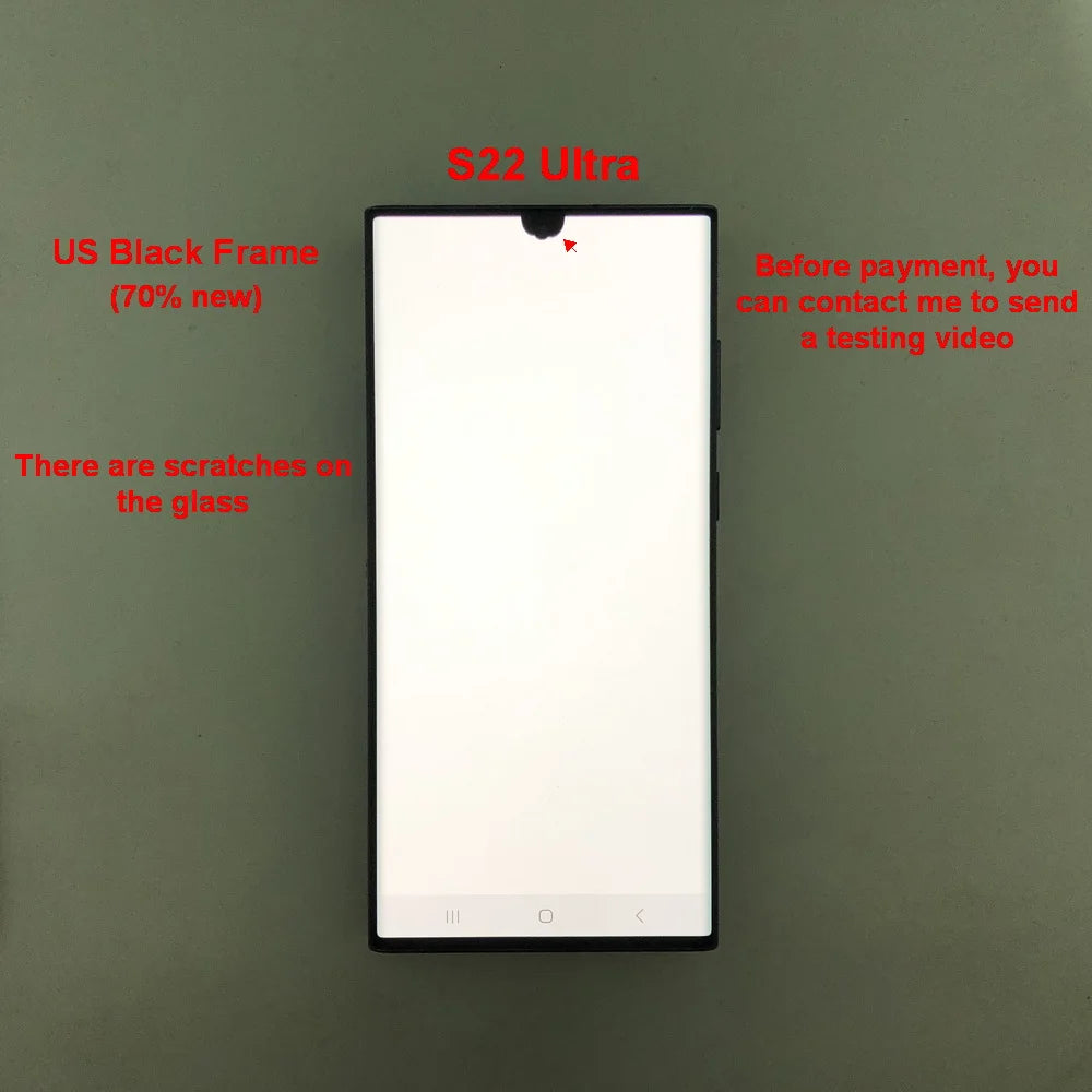 Display Super AMOLED per Samsung Galaxy S22 Ultra LCD SM-S908 S908U S908E, Schermo Touch Digitizer di Ricambio con Difetti