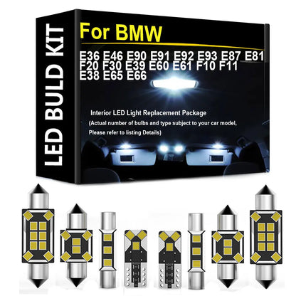 Kit Luci LED per Interni Auto per BMW E36 E46 E90 E91 E92 E93 E87 E81 F20 F30 E39 E60 E61 F10 F11 E38 E65 E66 328i 2005 2011 2012
