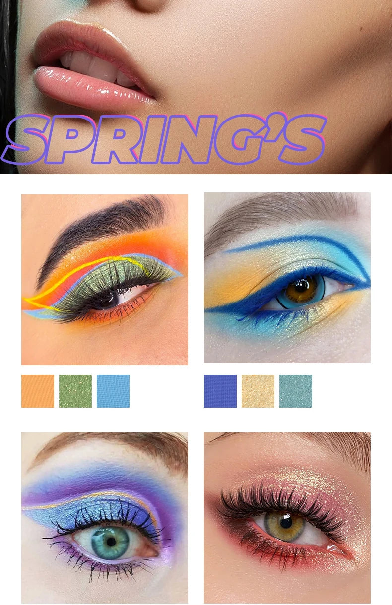 Beauty GlazedSpring's Faves BePerfect Beauty Palette di ombretti impermeabili Evidenziatore luccicante e trucco smaltato per contorno occhi