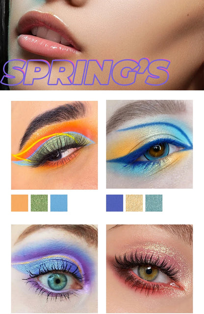 Beauty GlazedSpring's Faves BePerfect Beauty Palette di ombretti impermeabili Evidenziatore luccicante e trucco smaltato per contorno occhi