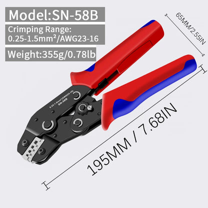 SN-58B 0.25-1.5MM2, AWG24-16 Piegatrice non isolata per Dupont Jumper Wire EPS PCIE SATA PIN MOLEX JST Terminali Pinza a crimpare