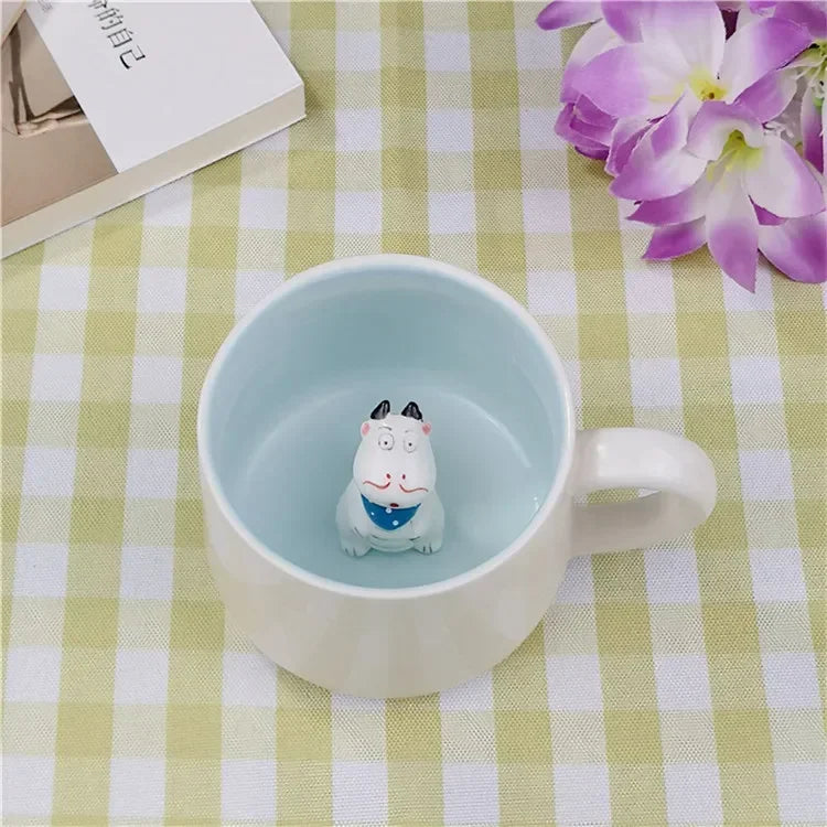 Tazze in ceramica da 400 ml Creativo simpatico cartone animato Stereo Animale Tazze da caffè al latte Coppia tazze di acqua potabile per la casa