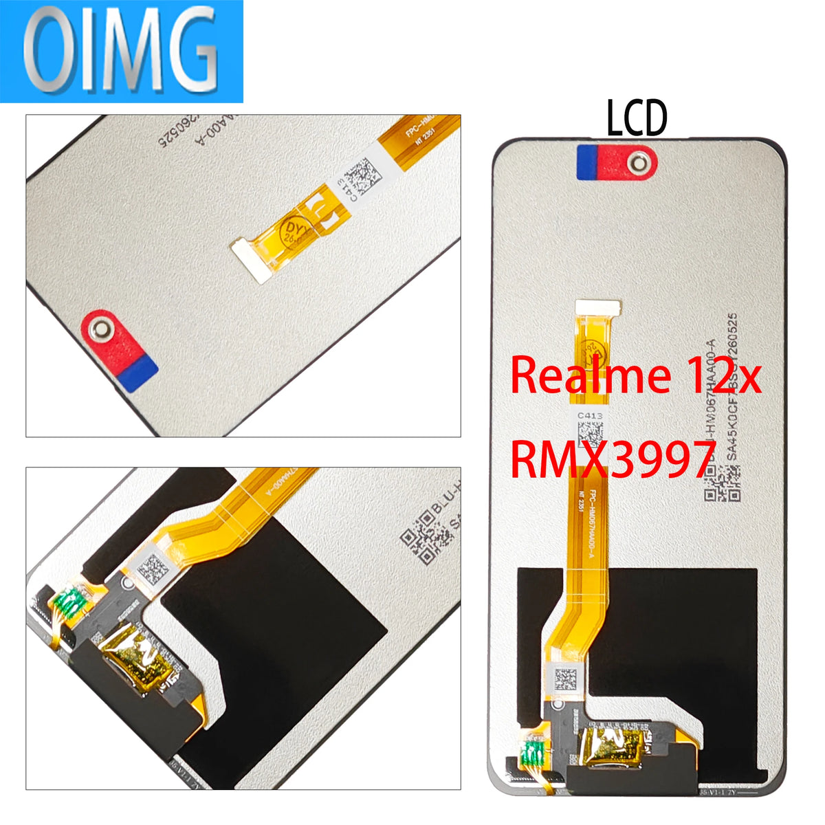 Display LCD Originale con Cornice per Realme 12 5G RMX3999 12x 5G RMX3997, Pannello Touch Screen Digitizer, Parti di Ricambio