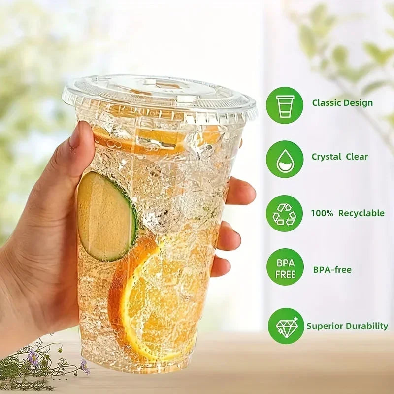 400ml 100% biodegradabile riciclabile trasparente usa e getta per bevande in plastica Pla tè al latte caffè tazza di liquido con cannuccia