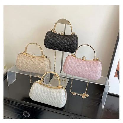 Borsa da sera da donna con perline da sposa Borsa da pranzo Borse a tracolla a catena Elegante pochette con strass Borsa da sera a forma di uovo