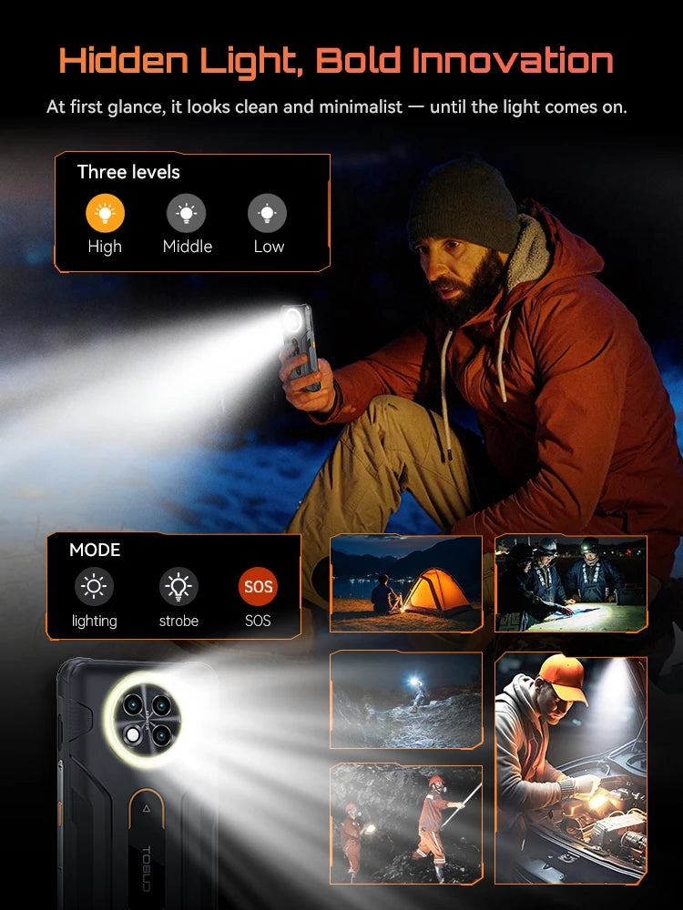 Telefono robusto Cubot KingKong ACE 5, Android 16, RAM espandibile 20GB(8+12) + ROM 256GB, Batteria 10200mAh, Schermo 6,745" 120Hz, Fotocamera 48MP, NFC, Torcia LED 1A