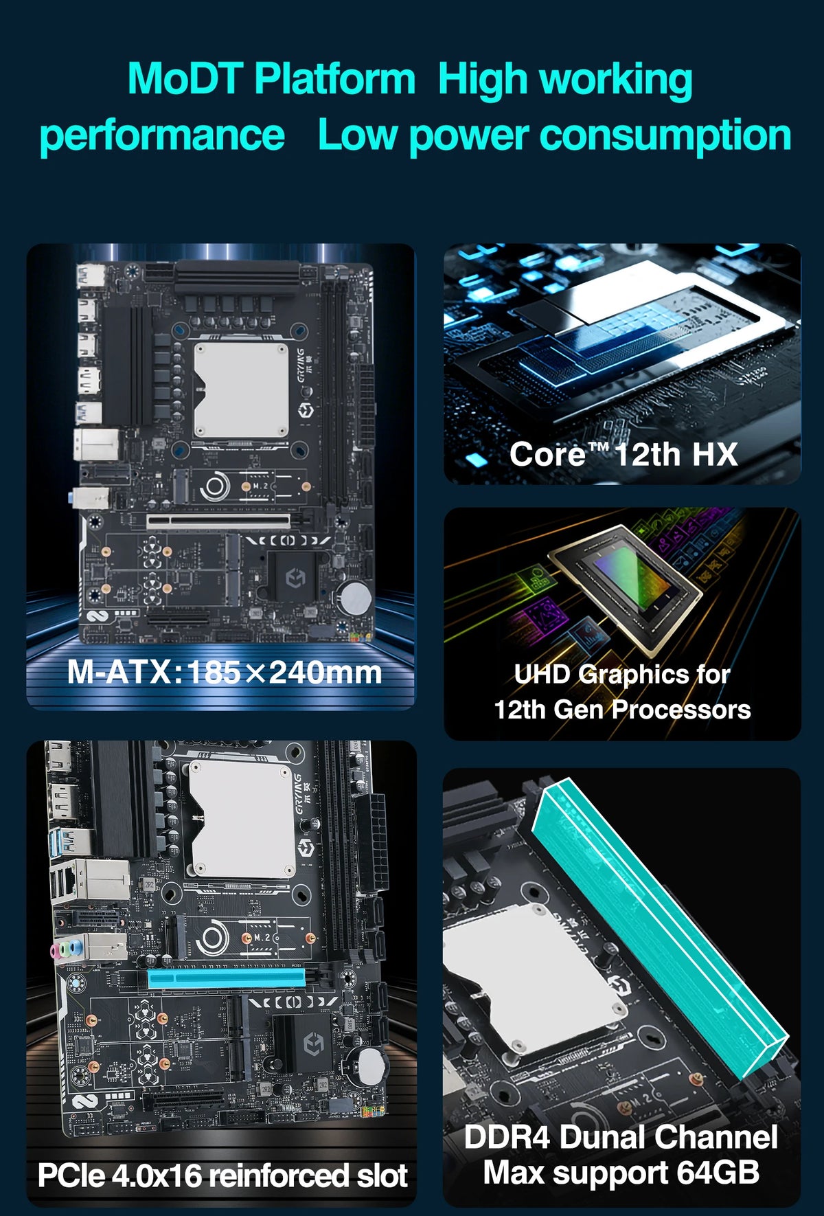 Combo Scheda Madre e CPU per PC Gaming Fai-da-Te ERYING, Intel Core i7/i9 12950HX/12850HX/12800HX, RAM DDR4, PCIe 4.0x16, LGA1151