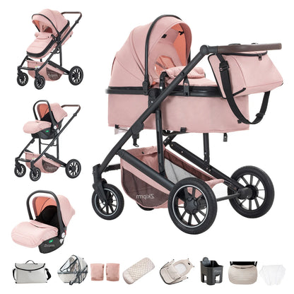 Lussuoso passeggino da viaggio portatile 3 in 1 Carrello pieghevole in alluminio ad alto paesaggio Carrozzina a quattro ruote per neonato