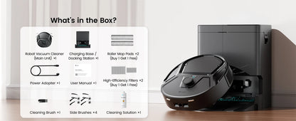 Robot aspirapolvere Lefant M265 con mappatura, 18000 Pa, rullo autopulente, lavaggio con acqua pulita, laser dToF, evita PSD, anti-groviglio, compatto, WiFi 2.4G/5G/Alexa/APP