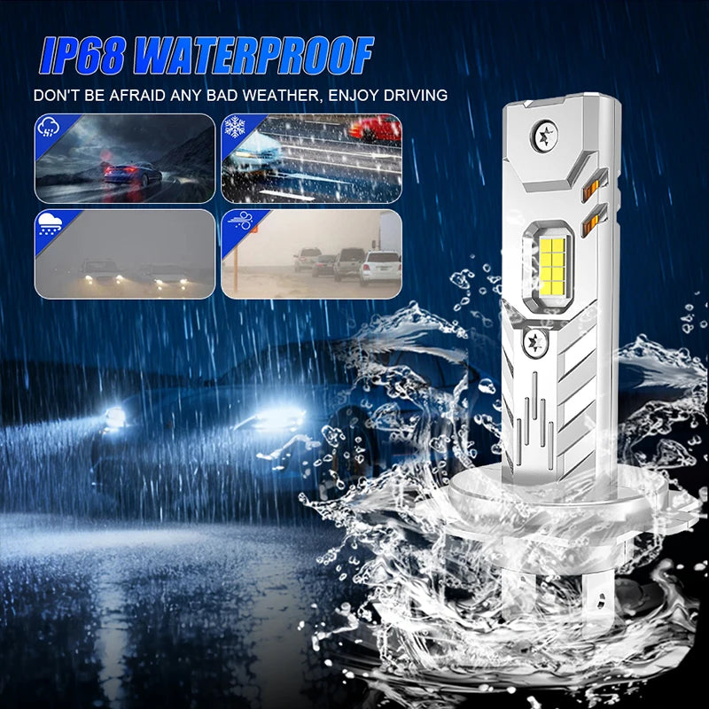 Fari LED H7 H4 da 8500W, CANBUS H8 H11 H1 9005 HB3 9006 HB4, Luci Mini Lampada 1:1, Fari Fendinebbia Wireless Plug&Play 6500K, 2 Pezzi