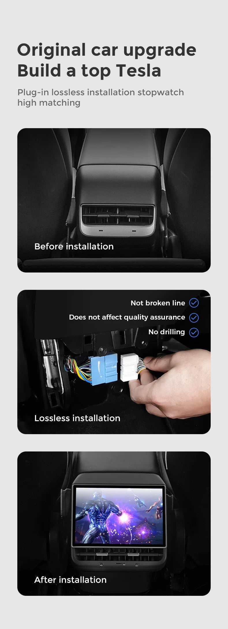 Mekede Sistema Multimediale di Intrattenimento Android da 8,66 Pollici 4GB 64GB con Controllo Touch per Tesla Model 3/Y, Regolazione Sedile, Controllo Climatizzatore, Supporto YouTube Netflix 4G LTE WiFi, Lettore Video Multim