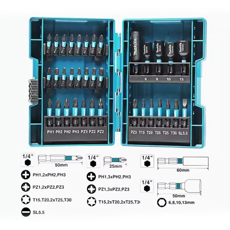 Makita B-55697 D-67527 D-72833 D-72861 Set di punte per cacciavite elettrico Attacchi per utensili elettrici con punte a esagono incassato