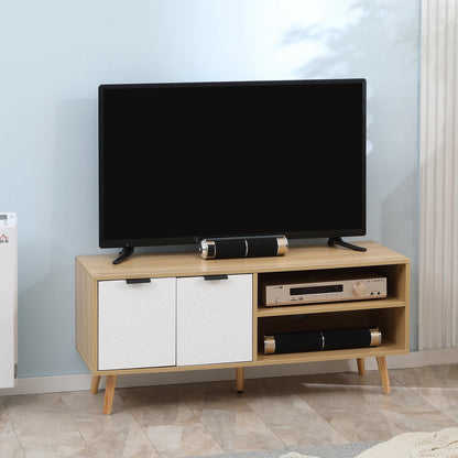 Mobile TV HOMCOM per televisori fino a 46 pollici, design scandinavo, 2 ante, 2 nicchie con passacavi, 110x39x cm