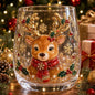 Bicchieri da vino in vetro decorato a tema natalizio, set di bicchieri originali per le feste, bicchieri da cocktail per feste e occasioni speciali, regalo natalizio per la famiglia.