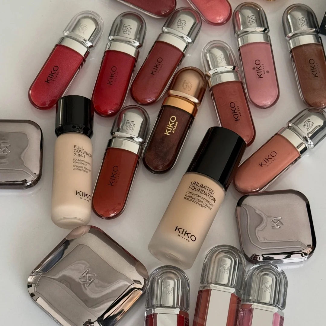 KIKO Milano 3D Hydra Lip Gloss & Wet Dry Powder Foundation, Effetto Volumizzante, Lucentezza a Specchio, Idratante, Non Appiccicoso, Effetto Vetro, Trucco Liscio