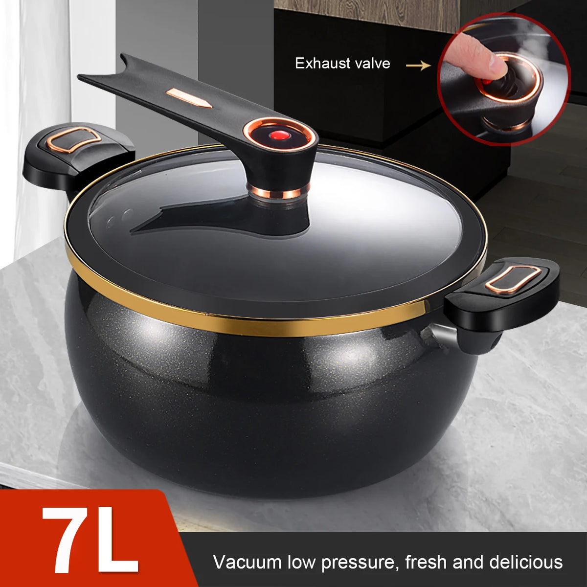 1 pentola a pressione Fat Daddy, capacità di 7 litri, 26 cm, adatta all’uso domestico, pentola multifunzionale antiaderente per stufati e zuppe, compatibile con piani cottura a induzione e fornelli a gas.