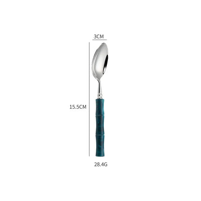 Nuovi posate in resina stile bambù 18/10 in acciaio inossidabile 304 posate classiche set di stoviglie argento blu verde crema trasporto di goccia