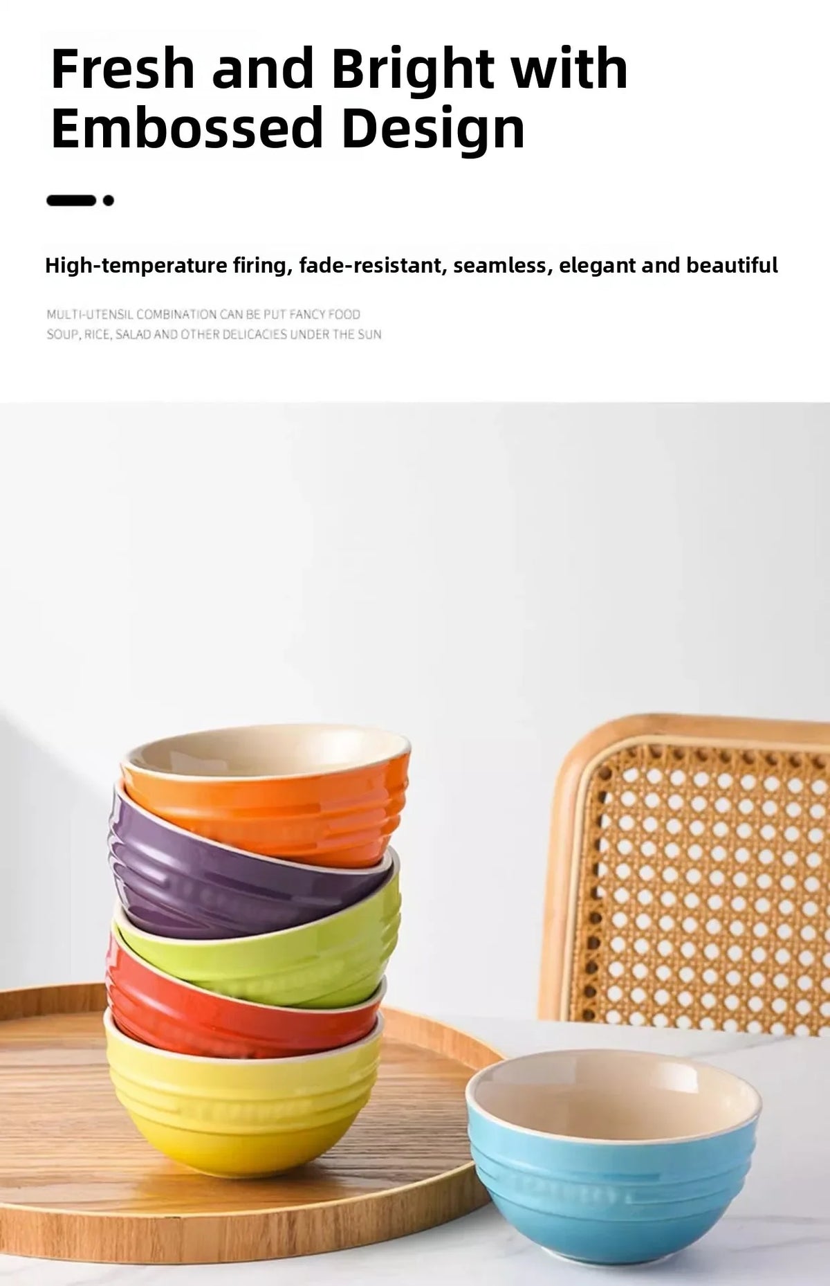 Set di ciotole per dessert colorate Le Creuset, stoviglie in ceramica, ciotola per riso, ciotola per zuppa, set regalo in confezione regalo, forma rotonda di lusso, per uso adulto