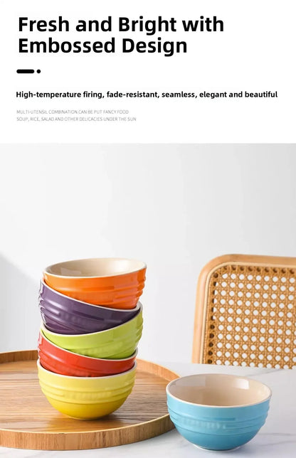 Set di ciotole per dessert colorate Le Creuset, stoviglie in ceramica, ciotola per riso, ciotola per zuppa, set regalo in confezione regalo, forma rotonda di lusso, per uso adulto