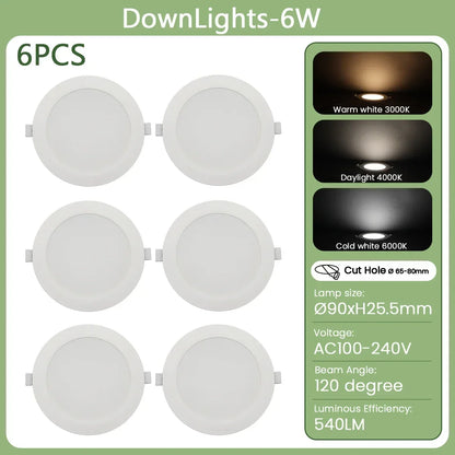 6Pack 24W 17W 14W 10W 6W Bianco Rotondo Da Incasso Led Da Incasso Luce di Pannello 110V 220V Caldo Freddo illuminazione Foyer Studio Casa Interno