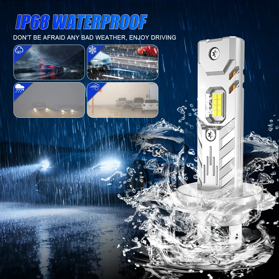 Fari LED H7 H4 da 8500W, CANBUS H8 H11 H1 9005 HB3 9006 HB4, Luci Mini Lampada 1:1, Fari Fendinebbia Wireless Plug&Play 6500K, 2 Pezzi
