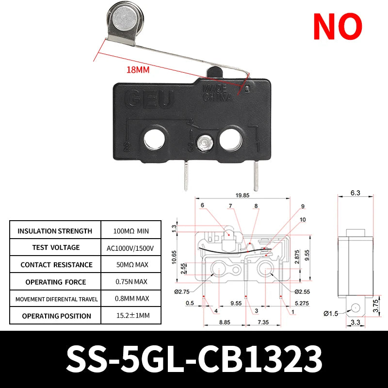 10/50/100PCS SS-5Gl NO/NC/Microinterruttore subminiaturizzato di commutazione, microinterruttore di finecorsa a 3 terminali precablato a 2 terminali